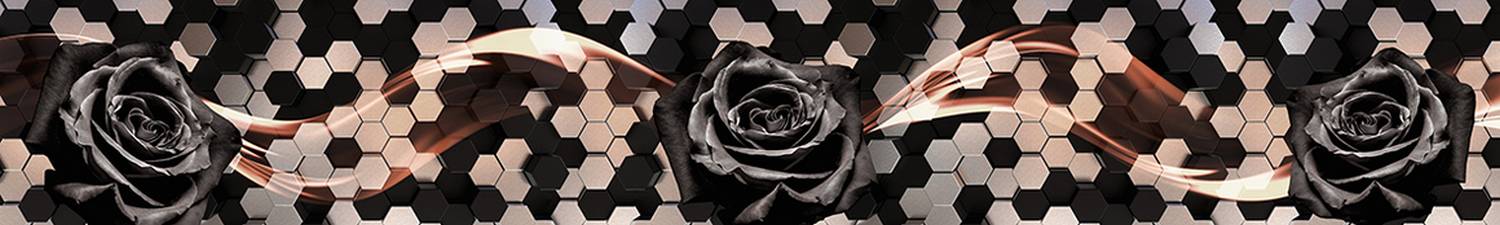 3D-365 Скинали черные розы на абстрактном фоне