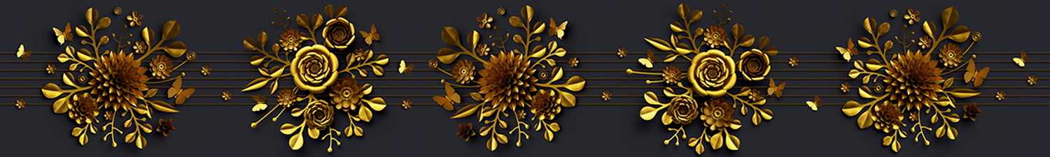 F-1721 Скинали абстрактные золотые цветы