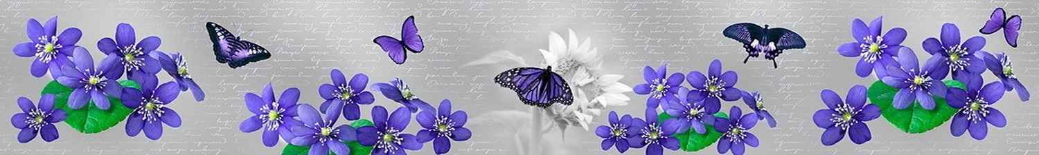 F-501 Скинали фиолетовые цветы и бабочки