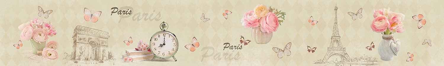F-888 Скинали коллаж Париж цветы и бабочки