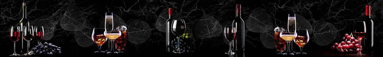 E-167 Скинали коллаж вино и виноград на темном фоне