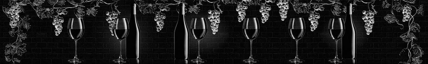 E-582 Скинали вино и виноград в черно белых тонах