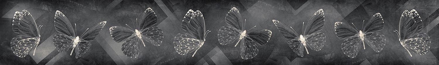 N-185 Скинали черно белые бабочки на абстрактном фоне