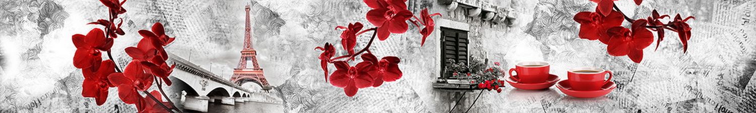 K-497 Скинали красные орхидеи кофе и Париж