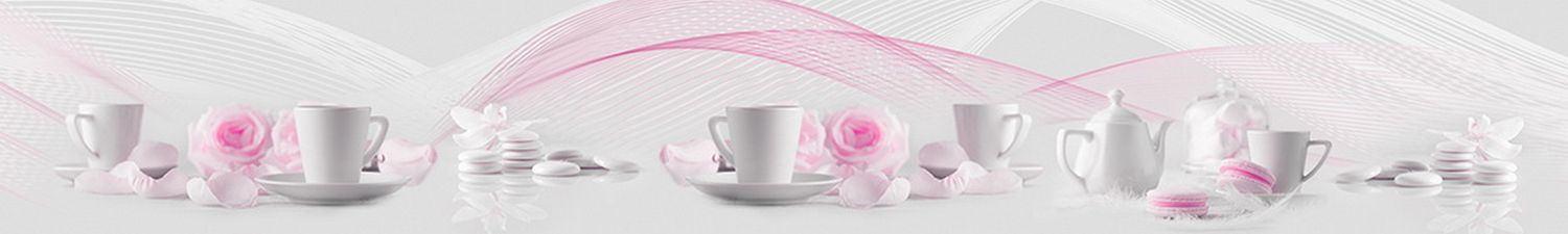 K-505 Скинали цветы и чашки с кофе на абстрактном фоне