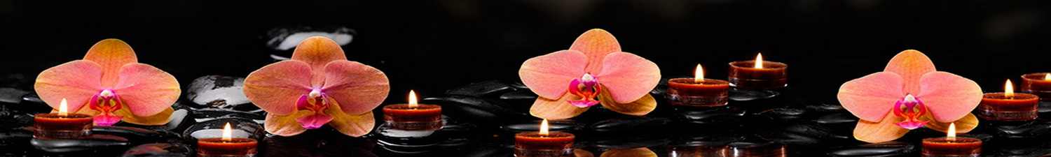 AN-0259 Скинали орхидеи и черные камни со свечами