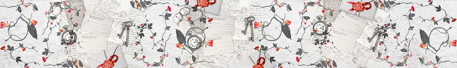 AN-0455 Скинали коллаж красные цветы и письма