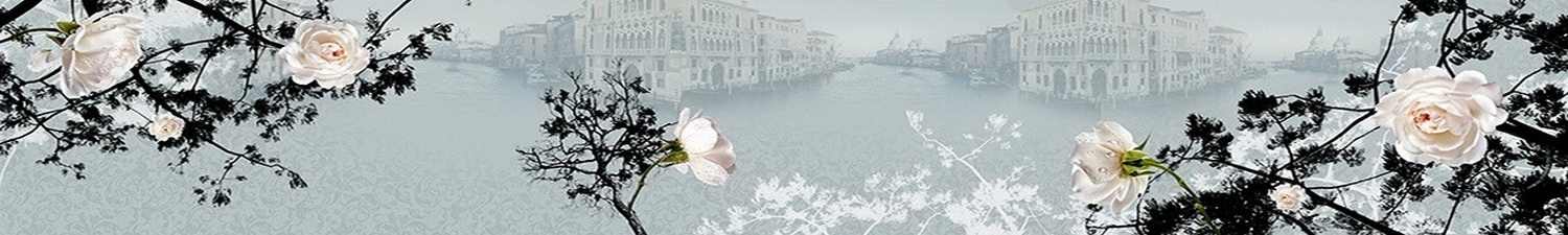 AN-0831 Скинали коллаж белые цветы и Венеция