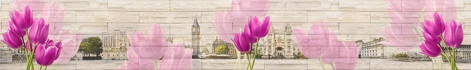 AN-1275 Скинали розовые тюльпаны и Лондон
