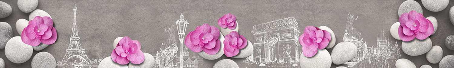 AN-1613 Скинали Париж с розовыми цветами на камнях