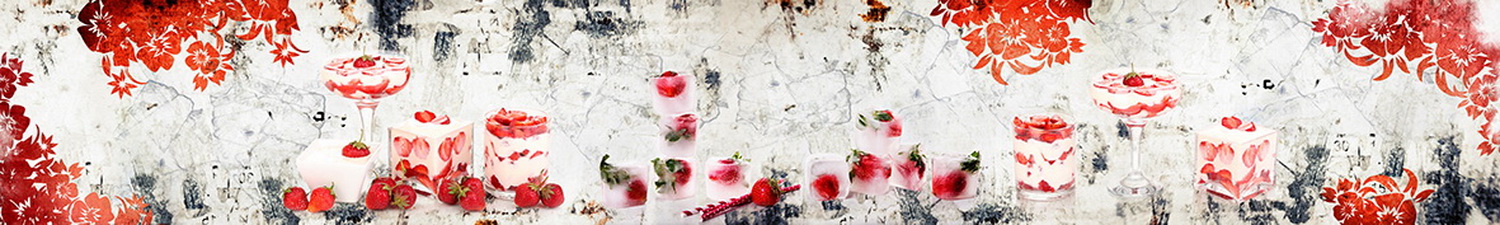 AN-4332 Скинали морожение и красные цветы гранж