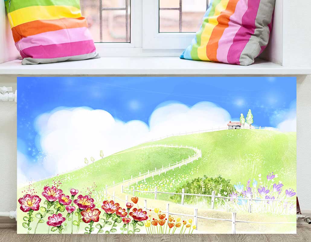 EB-016 Экран для батареи летний холм с цветами