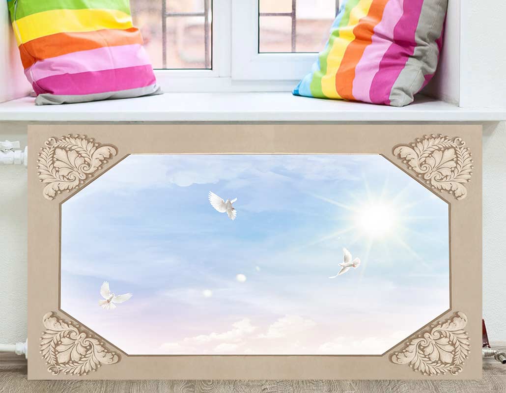 FS-010 Экран фреска голуби в небе