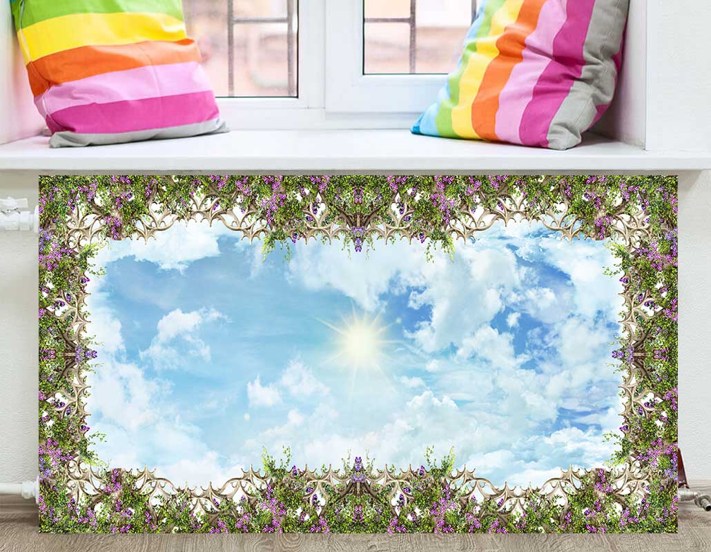 FS-038 Экран фреска небо в цветочном орнаменте