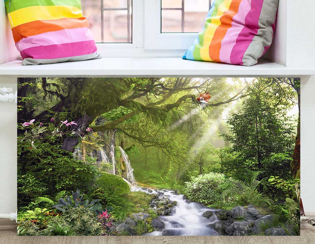 FS-157 Экран фреска водопад в лесу